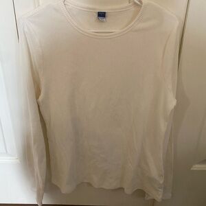 Old Navy Cream Long Sleeve Ribbed Top